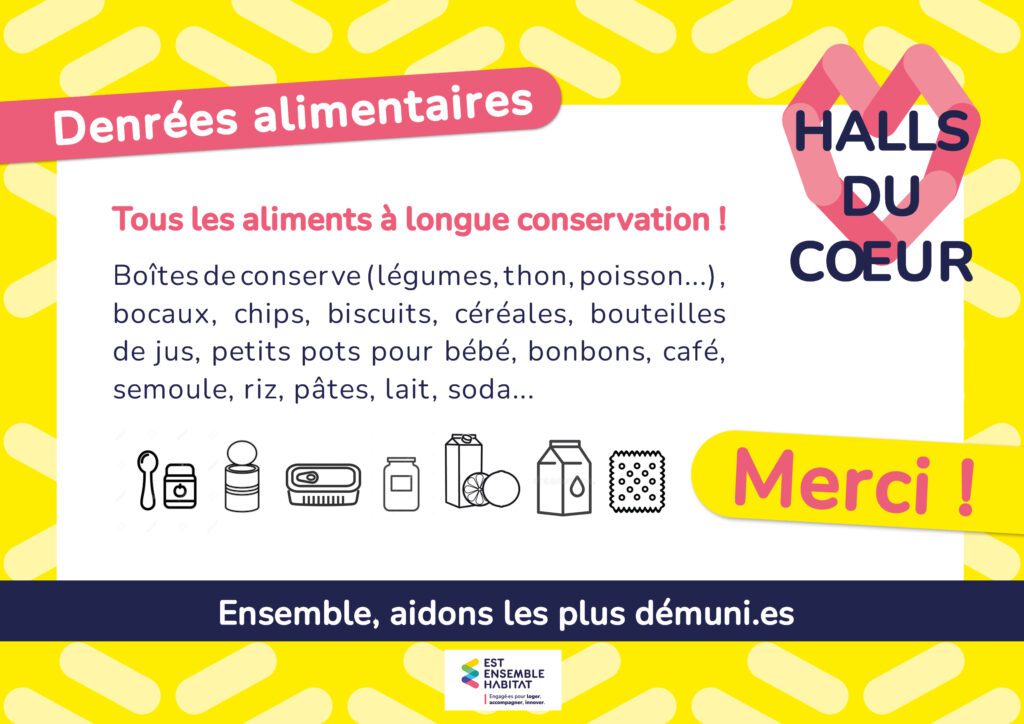 Halls du coeur Fiche pour carton denrées alimentaires